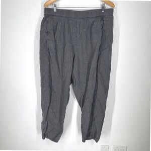 Eileen Fisher Womens Organic Linen Lantern Pants Charcoal Grey Barrell Pull On